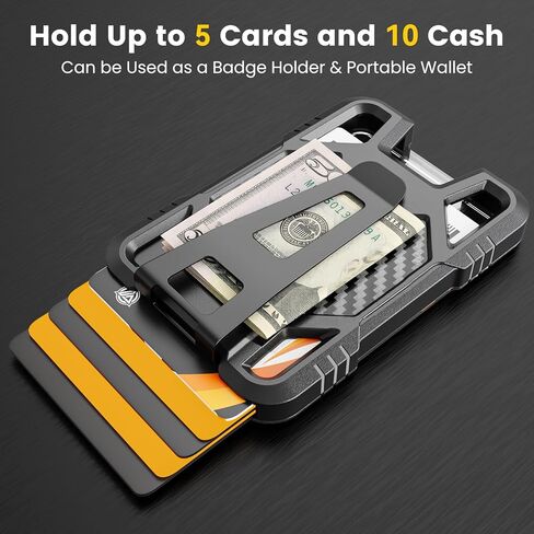 حامل شارة الهوية من Oaridey مع حبل قصير، حبل أمان منفصل مع حامل لبطاقة الهوية، حامل بطاقة الهوية بسعة 5 بطاقات، محفظة من ألياف الكربون، إطلاق سريع، مثالي للعمل والاستخدام اليومي in Kuwait