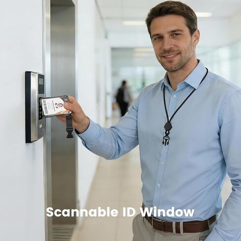 حامل شارة الهوية من Oaridey مع حبل قصير، حبل أمان منفصل مع حامل لبطاقة الهوية، حامل بطاقة الهوية بسعة 5 بطاقات، محفظة من ألياف الكربون، إطلاق سريع، مثالي للعمل والاستخدام اليومي in Kuwait