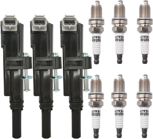 حزمة ملف الإشعال UF640 5149199AA ومجموعة شمعات إشعال إيريديوم مكونة من 3 قطع تناسب دودج داكوتا ونيترو ورام 1500 2009-2012 وجيب ليبرتي 2009-2013 ورام 1500 وداكوتا 2011-2012 وميتسوبيشي رايدر 2009 3.7 لتر V6 in Saudi Arabia
