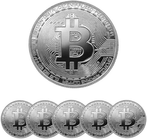 6PCS Gold Plated Bitcoin Coins – Physical BTC Cryptocurrency Collectible, 40mm Commemorative Souvenir Coins with Clear Protective Case, Gifts for Crypto Enthusiasts & Coin Collectors in Saudi Arabia