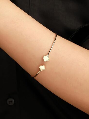 DEVATA 14K Solid Gold – Bangle Bracelet for Women – Heart, Knot, Clover, Infinity, Mariner, Dome, Butterfly in Saudi Arabia