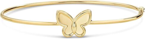 DEVATA 14K Solid Gold – Bangle Bracelet for Women – Heart, Knot, Clover, Infinity, Mariner, Dome, Butterfly in Kuwait