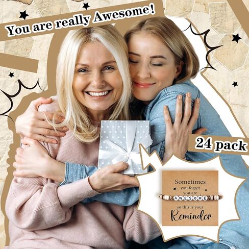 24 Set Employee Appreciation Bracelets Team Gift Bulk Sometimes You Forget You Are Awesome Bracelets with Card Motivational Party Favor for Coworker Teacher Doctor Nurse Social Worker Gift in Saudi Arabia