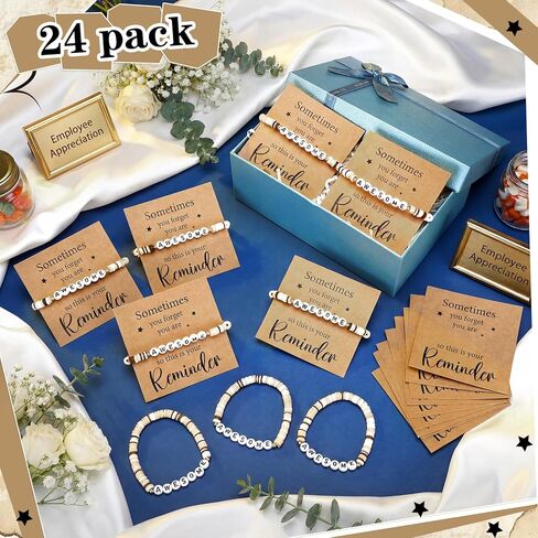 24 Set Employee Appreciation Bracelets Team Gift Bulk Sometimes You Forget You Are Awesome Bracelets with Card Motivational Party Favor for Coworker Teacher Doctor Nurse Social Worker Gift in Saudi Arabia