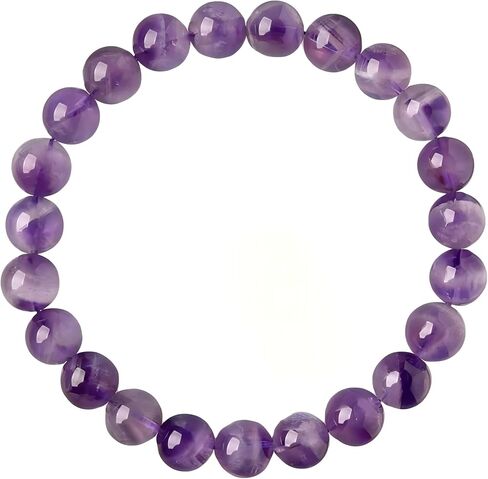 Natural Amethyst Beaded Bracelet, Purple Gemstone, Round Polished Beads, Stretch Style in Saudi Arabia