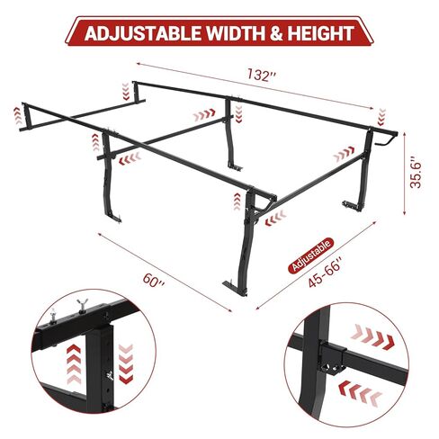No Drill Truck Ladder Rack with Adjustable 45"- 66" Width,Fit Most Full-Size Pickup Models,800LBS Aluminum Pickup Truck Bed Ladder Rack for Kayak,Surfboard and Tent in Saudi Arabia