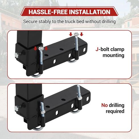 No Drill Truck Ladder Rack with Adjustable 45"- 66" Width,Fit Most Full-Size Pickup Models,800LBS Aluminum Pickup Truck Bed Ladder Rack for Kayak,Surfboard and Tent in Saudi Arabia