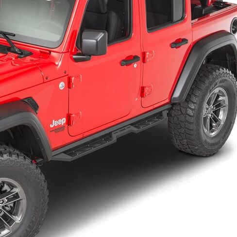 خطوات إسقاط ONINE Thruster متوافقة مع 2018-2025 Jeep Wrangler JL ذات 4 أبواب للجري بخطوات جانبية Nerf Bar Rock Slider، فولاذ أسود شديد التحمل in Saudi Arabia