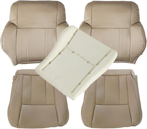 SecosAutoparts Front Oak Tan Leather للسائق والراكب الجانبي السفلي للمقعد والجزء العلوي من الظهر ووسادة إسفنجية جانبية للسائق متوافقة مع Toyota 4Runner Base Limited SR5 1996 1997 1998 2000 2001 2002 in Saudi Arabia