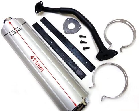125cc -150cc MUffler Exhaust Set For Scooter Mopeds ATV's Including Cannister Exhaust Pipe Gasket Clamps and Rubber Straps Gasket and Screws in Saudi Arabia
