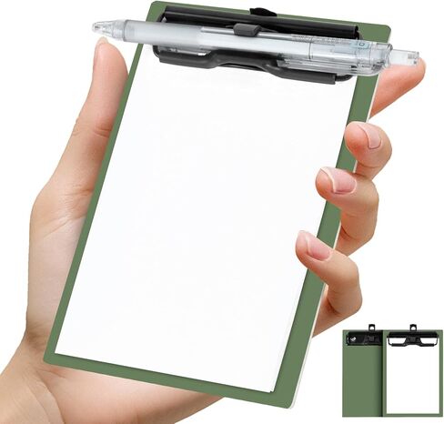 Mini Clipboard 4x6 Inch with Pen Holder, 2 Pack Small Clipboards with Low Profile Clip & Hanging Loop, A6 Portable Pocket Clipboards Memo Size Notepad for Restaurant, Office, School(Green) in Saudi Arabia