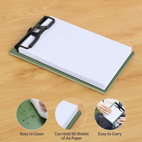 Mini Clipboard 4x6 Inch with Pen Holder, 2 Pack Small Clipboards with Low Profile Clip & Hanging Loop, A6 Portable Pocket Clipboards Memo Size Notepad for Restaurant, Office, School(Green) in Saudi Arabia