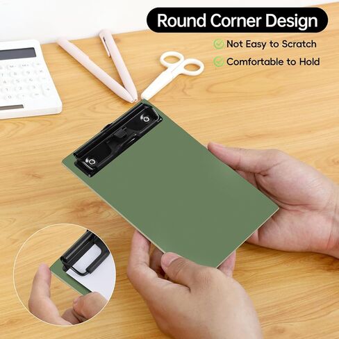 Mini Clipboard 4x6 Inch with Pen Holder, 2 Pack Small Clipboards with Low Profile Clip & Hanging Loop, A6 Portable Pocket Clipboards Memo Size Notepad for Restaurant, Office, School(Green) in Saudi Arabia