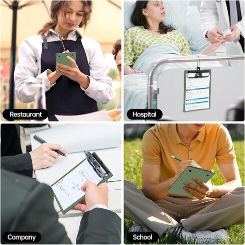 Mini Clipboard 4x6 Inch with Pen Holder, 2 Pack Small Clipboards with Low Profile Clip & Hanging Loop, A6 Portable Pocket Clipboards Memo Size Notepad for Restaurant, Office, School(Green) in Saudi Arabia
