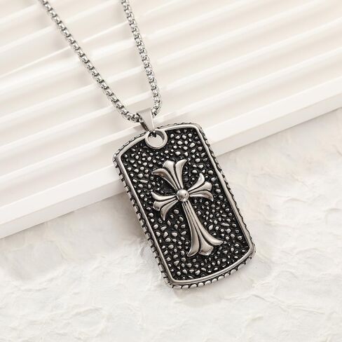 stainless steel smooth round bead cross pendant necklace in Saudi Arabia