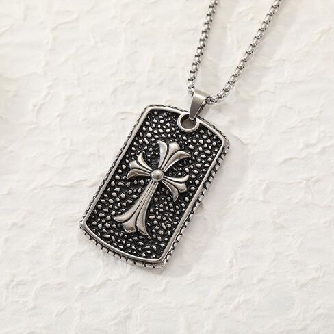 stainless steel smooth round bead cross pendant necklace in Saudi Arabia