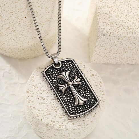 stainless steel smooth round bead cross pendant necklace in Saudi Arabia