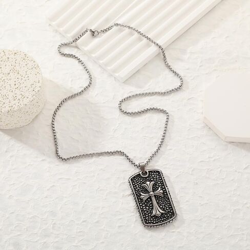 stainless steel smooth round bead cross pendant necklace in Saudi Arabia