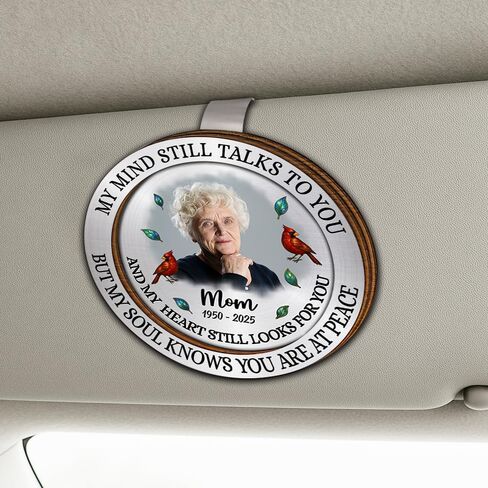 Personalized Memorial Car Visor Clip with Photo Frame – Custom in Memory Gift for Loss of Loved One for Mothers Fathers (My Mind Still Talks to You-Mom) in Saudi Arabia