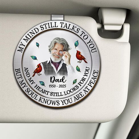 Personalized Memorial Car Visor Clip with Photo Frame – Custom in Memory Gift for Loss of Loved One for Mothers Fathers (My Mind Still Talks to You-Mom) in Saudi Arabia