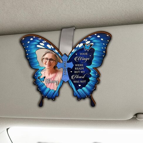 Personalized Memorial Car Visor Clip with Photo Frame – Custom in Memory Gift for Loss of Loved One for Mothers Fathers (My Mind Still Talks to You-Mom) in Saudi Arabia