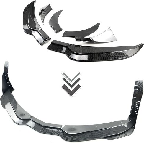Front Bumper Lip Splitter for 2014-2019 Corvette C7 Z06 Stage 3 Front Lip with Side Extension Winglets Add On Body Kit（Not for ZR1） (Carbon Fiber Print) in Saudi Arabia
