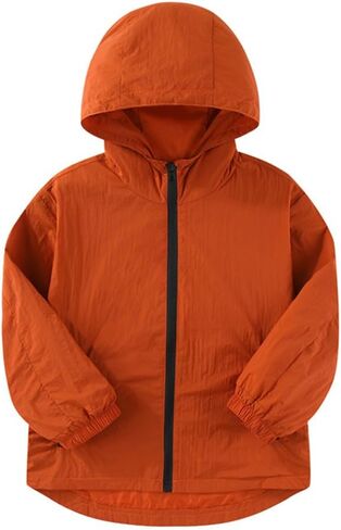 سترة Feidoog للأطفال الصغار للأولاد خفيفة الوزن سترة واقية من الرياح مع غطاء للرأس وسحاب وفضفاضة ملابس خارجية للمشي لمسافات طويلة in Kuwait