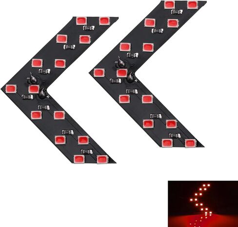 2 PCS 3528-14SMD Rear View Mirror Turn Signal, 12V Arrow Design LED Turn Signal, Hidden Side Mirrors Led Sequential Arrow Bulbs, for Most Vehicles (Red) in Saudi Arabia