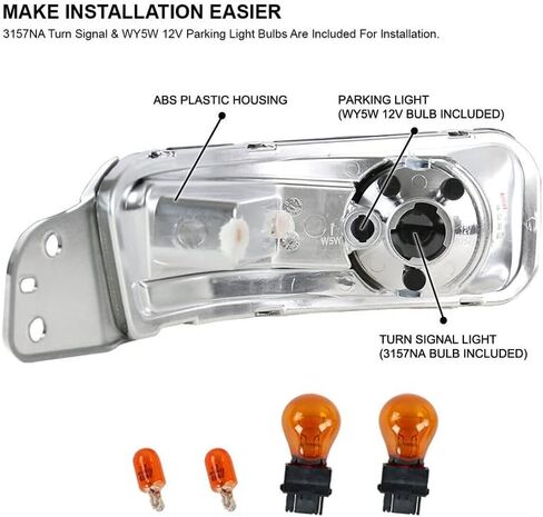 Turn Signal Lights Compatible with 2005 2006 2007 2008 2009 Mustang Bumper Lights Parking Signal Lamps Clear Lens White Housing+Bulbs in Saudi Arabia