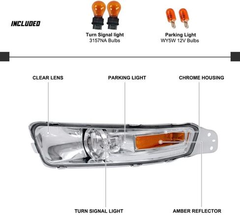 Turn Signal Lights Compatible with 2005 2006 2007 2008 2009 Mustang Bumper Lights Parking Signal Lamps Clear Lens White Housing+Bulbs in Saudi Arabia