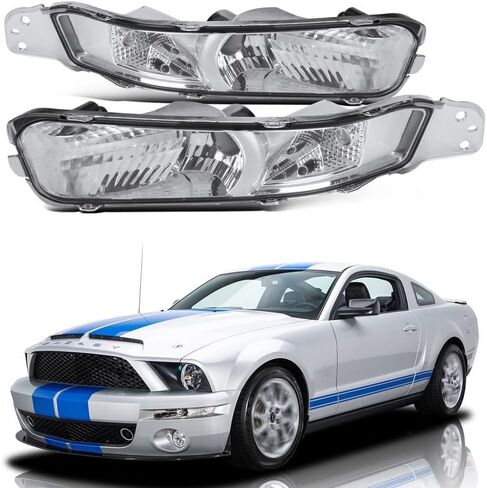 Turn Signal Lights Compatible with 2005 2006 2007 2008 2009 Mustang Bumper Lights Parking Signal Lamps Clear Lens White Housing+Bulbs in Saudi Arabia