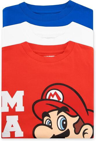 Super Mario Shirt 3 Pack, Mario, Luigi and Yoshi Boys Shirt, Cotton Boys Tee Shirts, Short Sleeve Gamer Kids Tshirt in Saudi Arabia