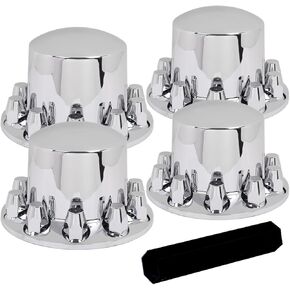 4 عبوات من أغطية عجلات المحور القياسية من الكروم الخلفي، مجموعة كومبو من بلاستيك ABS أغطية محور العجلة القابلة للإزالة مع أغطية صامولة قياسية مثبتة بقطر 33 مم لشبه الشاحنات (الخلفية 4) in Kuwait