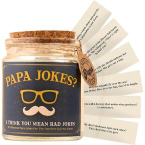 Dad Joke Jar with 90 Funny Notes – Corny Dad Humor Gift, Pun Gift Idea, Joke Jar for Father, Novelty Gag Gifts for Men, Desk Humor Accessory in Saudi Arabia