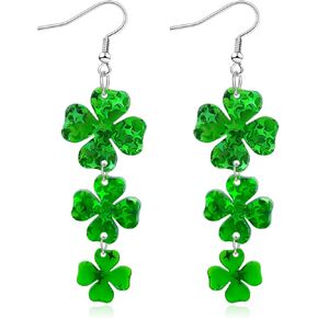 St Patrick’s Day Shamrock Earrings for Women Green Clover Drop Dangle Earrings Festive Acrylic St Patrick’s Day Jewelry Accessories in Saudi Arabia