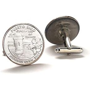 Puerto Rico Quarter Cufflinks 2009 Uncirculated Handcrafted US Territory Coin Cufflinks Isla del Encanto Souvenir Old San Juan Fort Design in Saudi Arabia