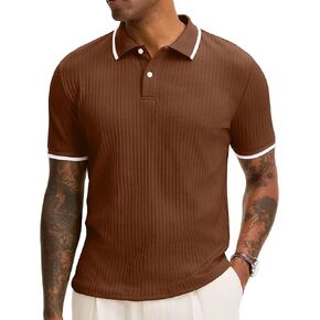 Comdecevis Men's Regular Fit Knit Polo Shirts Short Sleeve Stretch Golf Shirts in Kuwait
