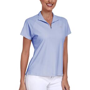 MoFiz Women's Golf Polo Shirt UPF 50+ Sun Protection Quick-Dry Short Sleeve T-Shirt 1/4 Zip Collared Athletic Tennis Tops in Kuwait