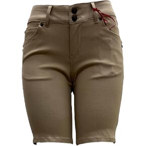 Sabrina Lauren Womens 5 Pockets Front Zipper and Buttons Belt Loops Stretch Bermuda Shorts in Saudi Arabia
