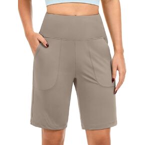 Blouty Women's Bermuda Long Shorts with Pockets 9" High Waisted Stretch Knee Length Shorts for Women Walking Athletic in Kuwait