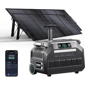 IEE 2400W/2048Wh Solar power station With 200W Solar Panel,P2400 Solar Generator(5000W Peak),1800W Super Fast Charging,APP Control Emergency Power Station for Home, Camping, Power Outages in Kuwait