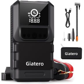 Q13 6000A جهاز تشغيل السيارة المحمول مع ضاغط هواء 150 رطل لكل بوصة مربعة، جهاز تشغيل السيارة المحمول (10.0 لتر غاز/8.0 لتر ديزل)، صندوق القفز 12 فولت مع 3 أوضاع مصباح يدوي وكابل توصيل، وبنك طاقة بشاشة LCD in Kuwait