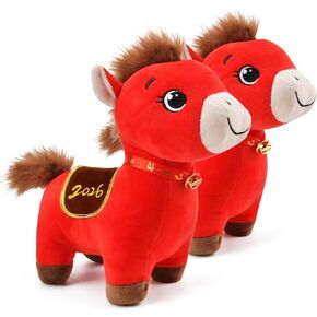 2026 Year of The Horse Plush Toy Set of Zodiac Horse Plushies, 9.8in Chinese New Year Decorations, Lucky Mascot Dolls for Home Office Tabletop Spring Festival Gifts – 2PCS (Good Luck) in Saudi Arabia