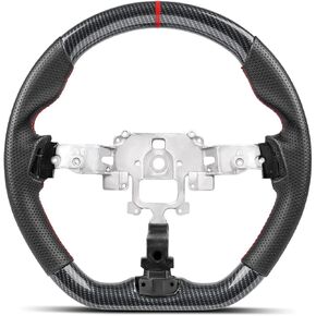 Hydro-Dip Carbon Fiber Steering Wheel for Mazda MX-5 Miata ND 2015-2026, Fits US Spec Club Grand Touring RF, Red Stitching & Stripe, Perforated Leather Flat Bottom Sport Grip in Kuwait