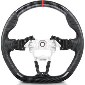 Hydro-Dip Carbon Fiber Steering Wheel for Mazda MX-5 Miata ND 2015-2026, Fits US Spec Club Grand Touring RF, Red Stitching & Stripe, Perforated Leather Flat Bottom Sport Grip in Kuwait