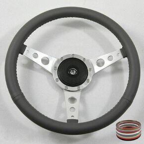 15" Classic Wrapped Steering Wheel 9 bolt with Horn Button-Black in Saudi Arabia