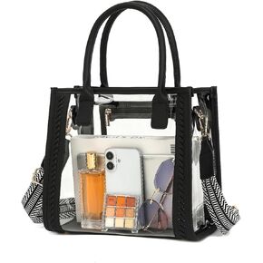 FAIME Clear Tote Bag معتمد من الاستاد، محفظة شفافة عبر الجسم حقيبة يد منسوجة شفافة للحفلات الموسيقية والشاطئ والاستاد | مقاوم للماء، ومعتمد من الاستاد in Kuwait
