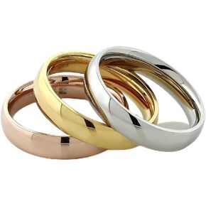 Gem Stone King Stainless Steel Rose Yellow Gold and Silver 3 Tri-Color Stacking Set of 3 Band Ring | Available In Size 6, 7, 8, 9, 10, 11, 12 in Saudi Arabia