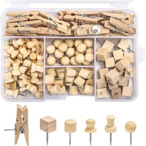 102 Pcs Wood Push Pins 6 Sizes Thumb Tacks for Wall Hangings Corkboard Office or Home in Saudi Arabia