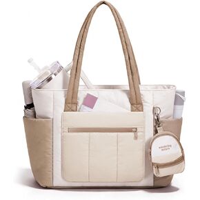 حقيبة حمل منتفخة منتفخة من Wandering Nature للعمل والممرضة، حقيبة حمل مكونة من قطعتين مع حقيبة صغيرة، تناسب كمبيوتر محمول مقاس 15.6 بوصة، وحاملي أكواب داخليين مزدوجين in Kuwait